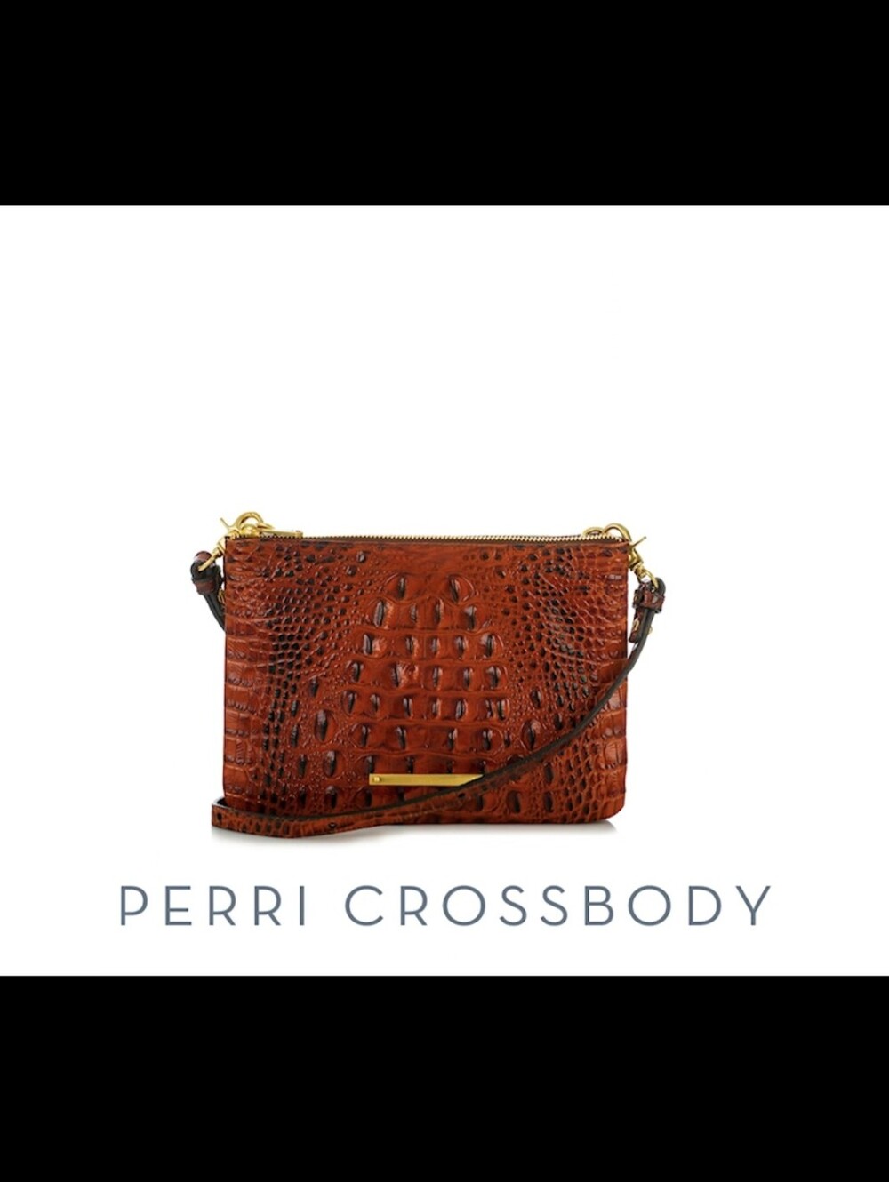 Brahmin Perri Croc-Embossed Crossbody in pecan.